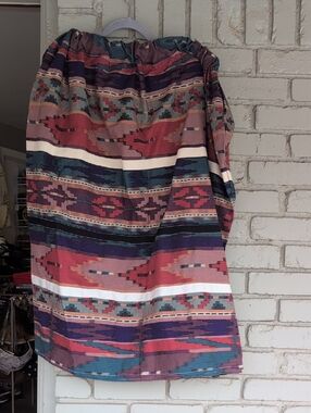 Boho Aztec Stripe Ribbon Skirt in Rust, Teal & Navy